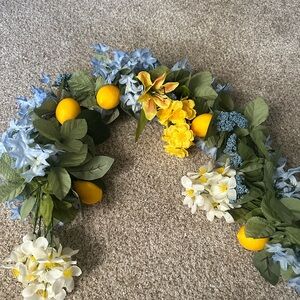 Floral Lemon Garland with Blue and Yellow Accents